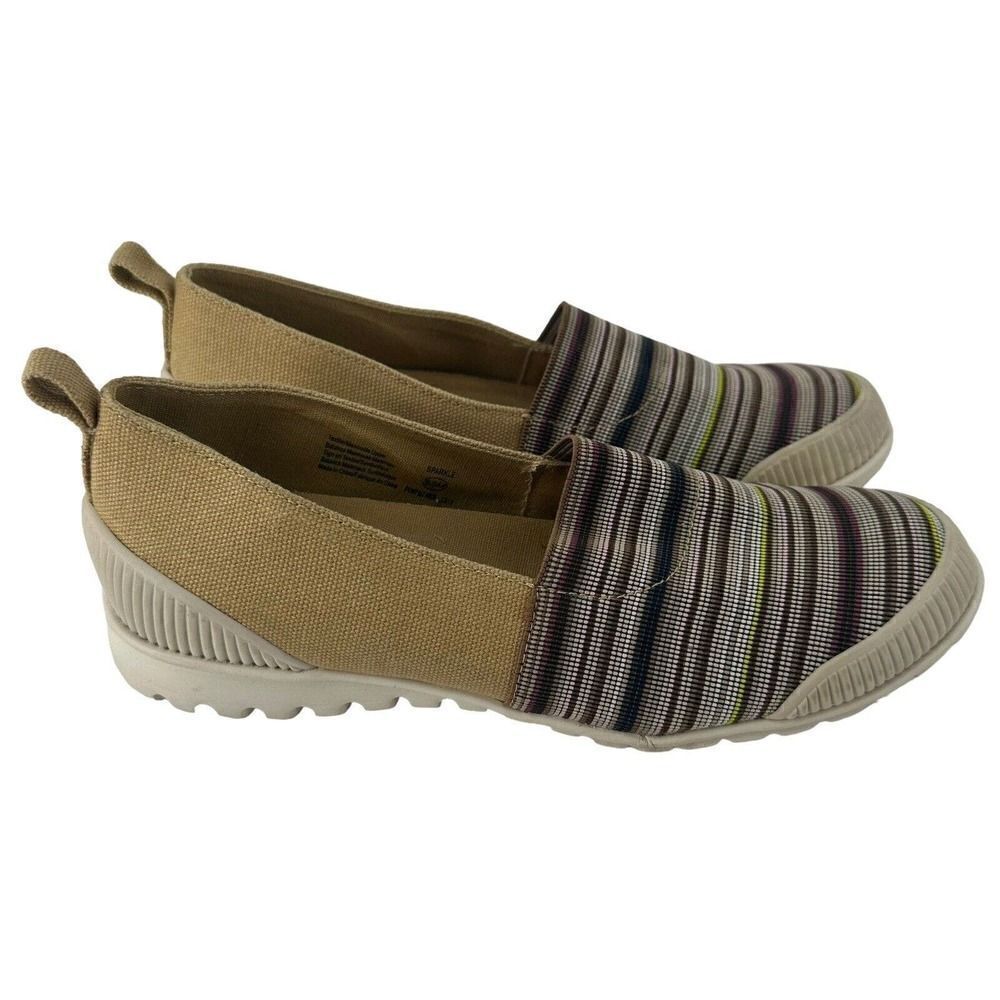 Cougar Memory Molded Cushion Slip On Shoe 6.5 Striped Stretch Knit Comfort Light